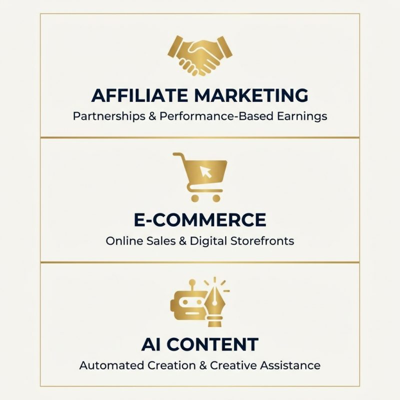 Infographie : affiliation, e-commerce et création de contenu avec l'IA